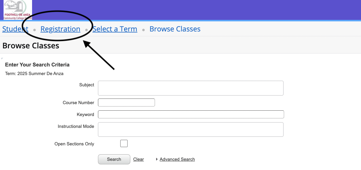 registration back link