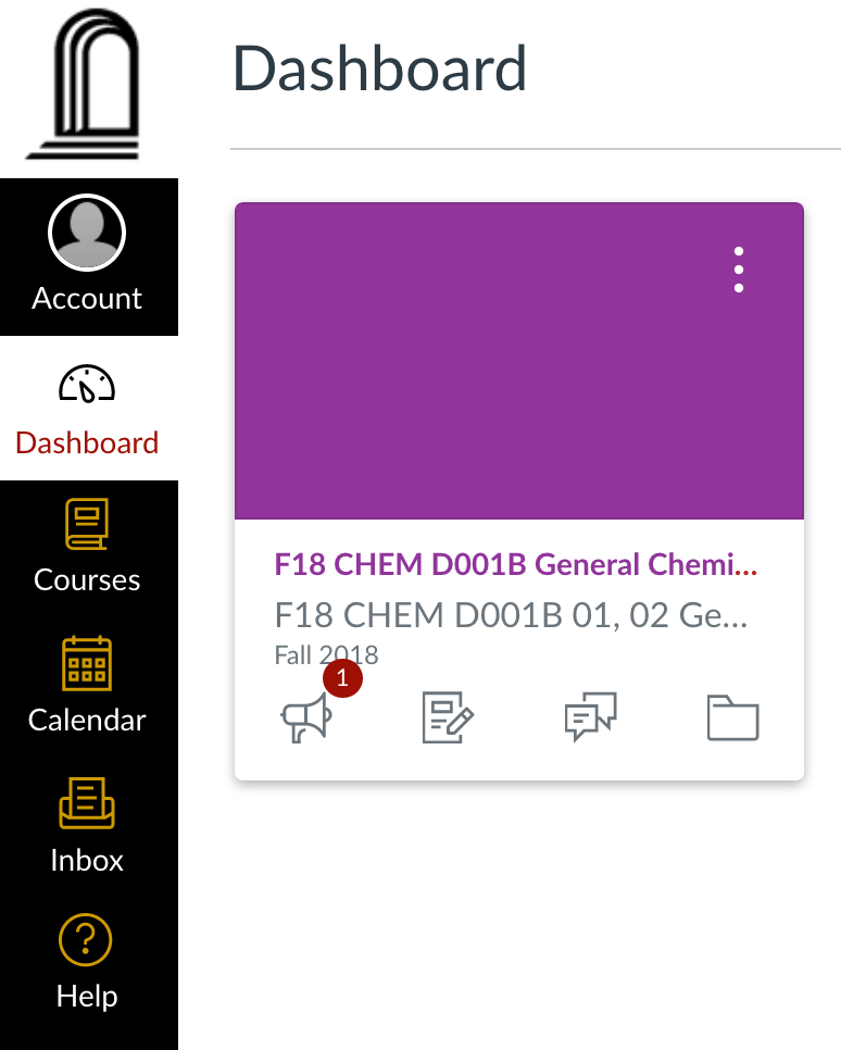 Canvas Dashboard Menu Canvas Dashboard Menu with Course Button